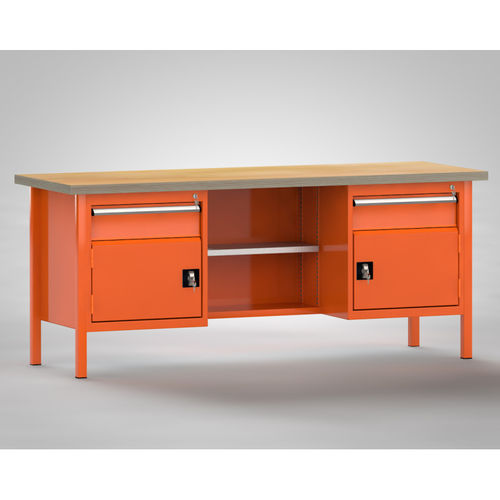 Banco de trabajo de haya - WS213E-2000M40-E2001 - KLW LUTZ - para taller / con 2 cajones / de 2 puertas