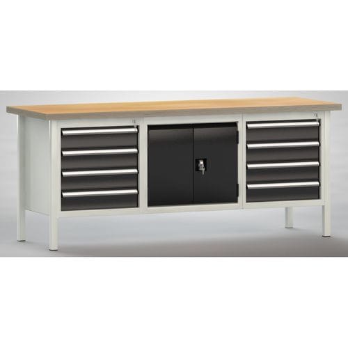 Banco de trabajo de haya - WS239N-2000M40-E2050 - KLW LUTZ - para taller / con 8 cajones / con puerta