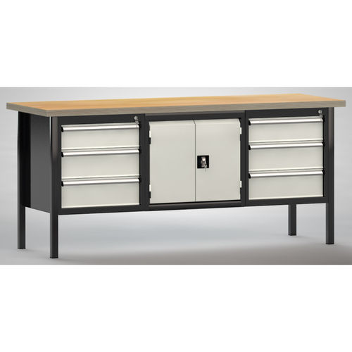 Banco de trabajo de haya - WS239E-2000M40-E7025 - KLW LUTZ - para taller / con 6 cajones / de 2 puertas