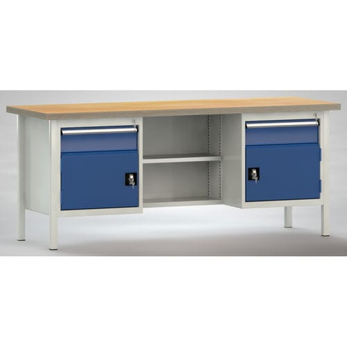 Banco de trabajo de haya - WS213N-2000M40-E2001 - KLW LUTZ - para taller / con 2 cajones / de 2 puertas