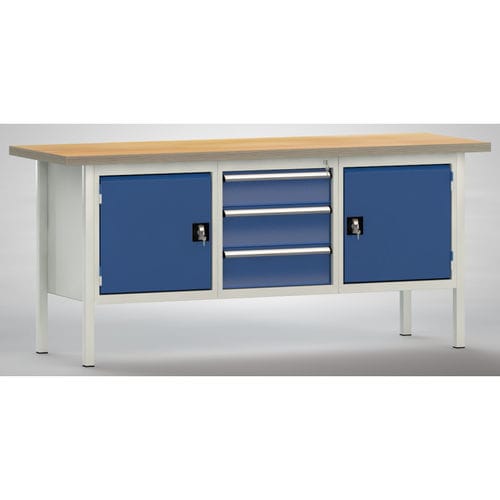 Banco de trabajo de haya - ERGO  - KLW LUTZ - para taller / con 3 cajones / de 2 puertas