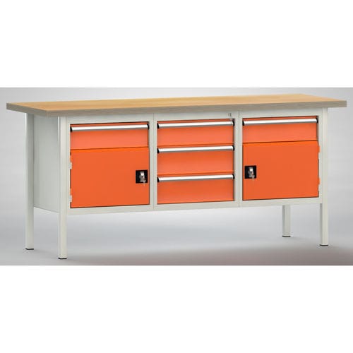 Banco de trabajo de haya - WS247E-2000M40-E7025 - KLW LUTZ - para taller / con 5 cajones / de 2 puertas