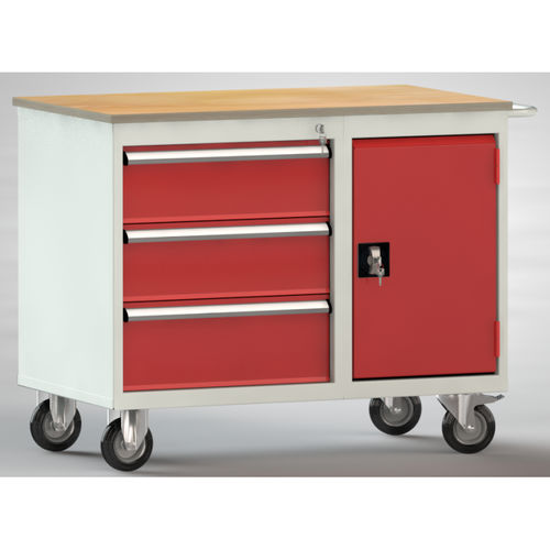 Banco de trabajo de haya - WS824N-1000M20-E1001 - KLW LUTZ - para taller / con 3 cajones / móvil