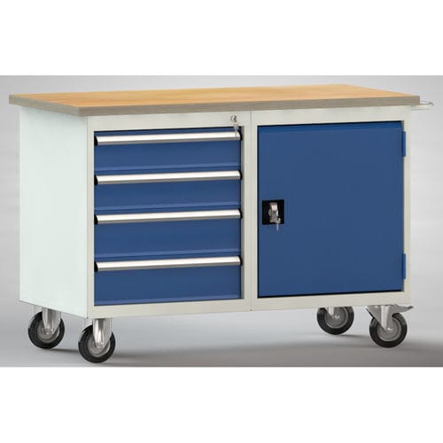 Banco de trabajo de haya - WP834N-1200M30-E7035 - KLW LUTZ - para taller / industrial / con 4 cajones