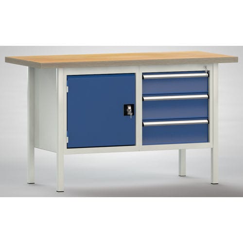 Banco de trabajo de haya - WS177E-1500M40-E1660 - KLW LUTZ - para taller / con 3 cajones / con puerta