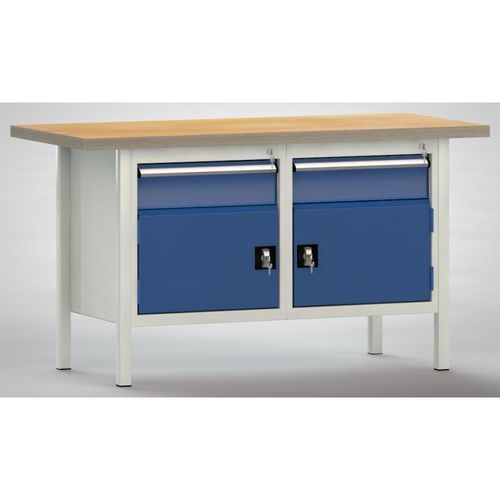 Banco de trabajo de haya - WS177N-1500M40-E1650 - KLW LUTZ - para taller / con 2 cajones / con armario
