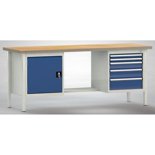 Banco de trabajo de haya - WS202N-2000M40-E2003 - KLW LUTZ - para taller / con 5 cajones / con puerta
