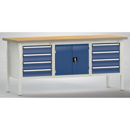 Banco de trabajo de haya - WS239E-2000M40-E2050 - KLW LUTZ - para taller / con cajones / con 8 cajones