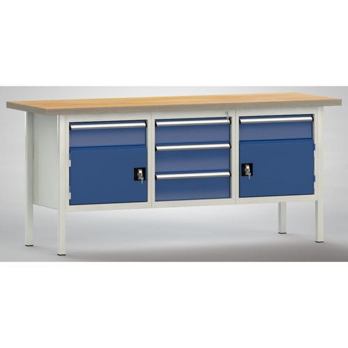 Banco de trabajo de haya - WS247E-2000M40-E7025 - KLW LUTZ - para taller / industrial / con 5 cajones