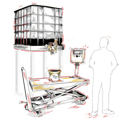 Llenadora semiautomática - Visco Lift - Gravifill - de botes / de latas / de barriles