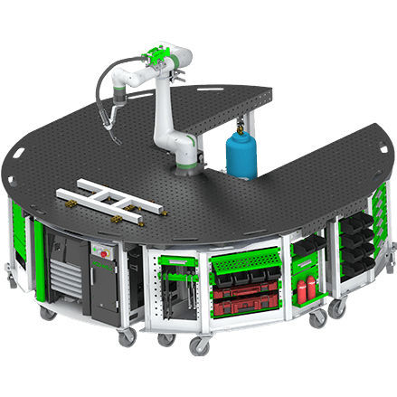 Carro puesto de trabajo - CART10L - APT Manufacturing Solutions - de acero / de plataforma / con estantes