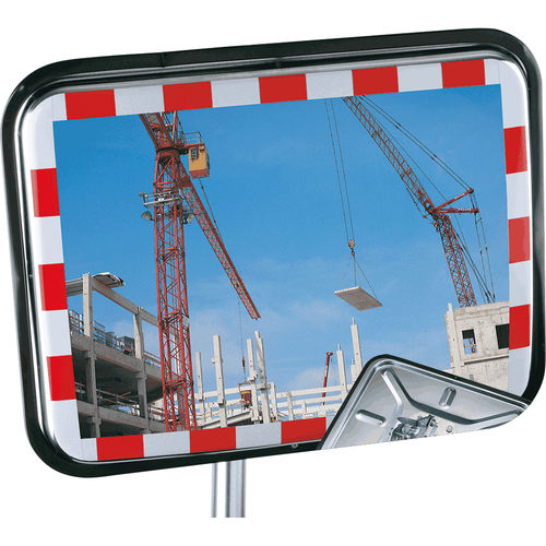 Espejo de seguridad - 16572 - Kroschke sign-international GmbH - rectangular / de acero inoxidable / con marco