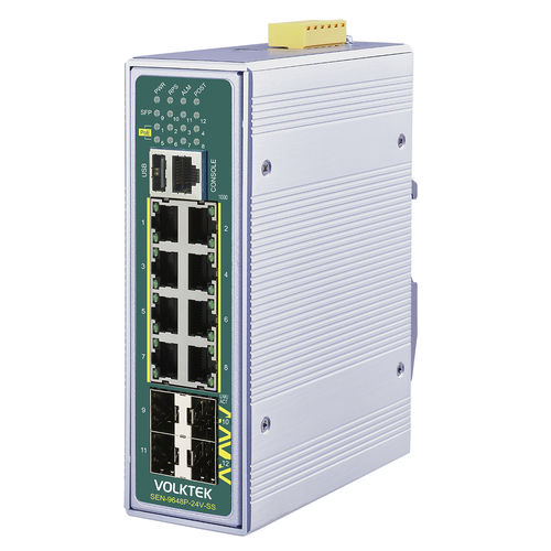 Conmutador Ethernet administrable - SEN-9648P-24V-SS - Volktek - 12 puertos / Gigabit Ethernet / ProfiNet