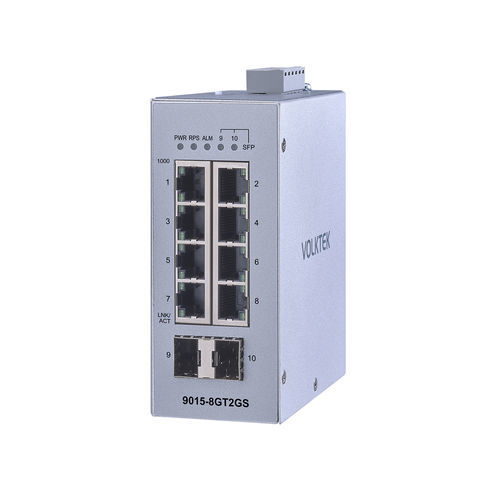 Conmutador Ethernet administrable - 9015-8GT2GS-I - Volktek - 10 puertos / gigabit / en riel DIN