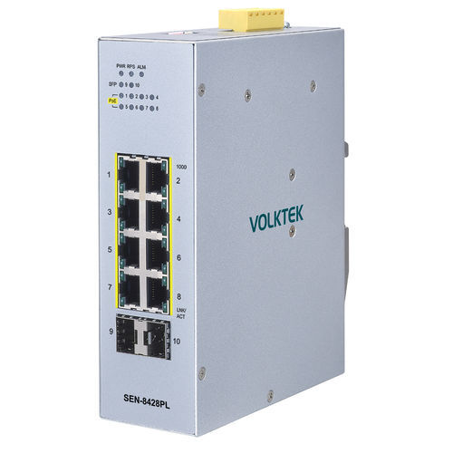 Conmutador Ethernet administrable - SEN-8428PL - Volktek - 8 puertos / en riel DIN / DIP