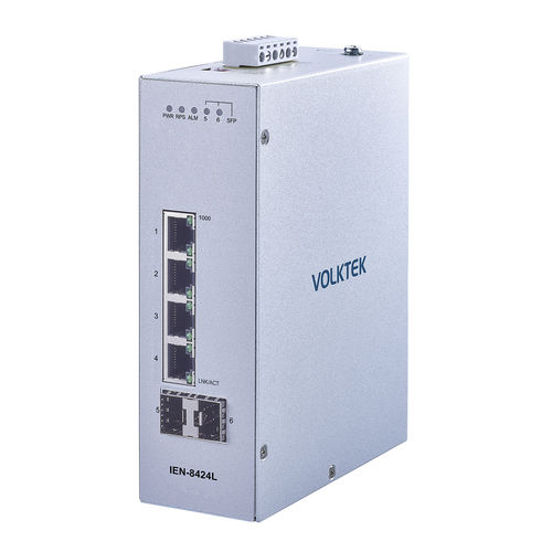 Conmutador Ethernet administrable - IEN-8424L - Volktek - 4 puertos / en riel DIN / DIP