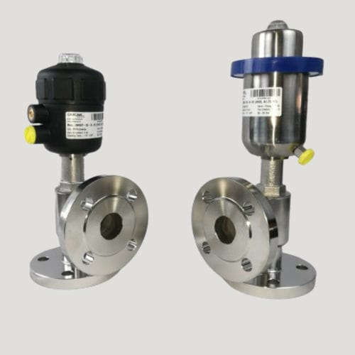 Válvula neumática - OMISP - air fluid solutions - de cierre / con brida / de ángulo recto