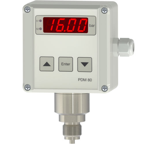 Manómetro con pantalla LED - PDM80-1 - Nöding Messtechnik - roscado / G 1/2 / de acero inoxidable