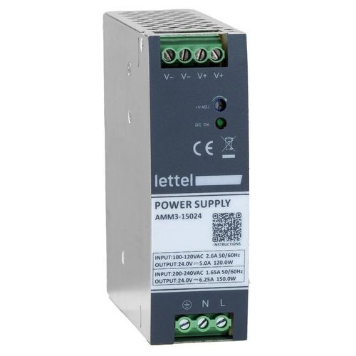 Alimentación eléctrica en riel DIN - AMM3 series - Lettel - AC/DC / estabilizada / conmutada