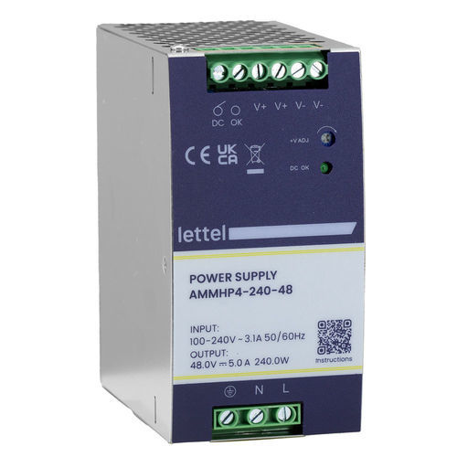Alimentación eléctrica en riel DIN - AMMHP4 series - Lettel - AC/DC / estabilizada / conmutada