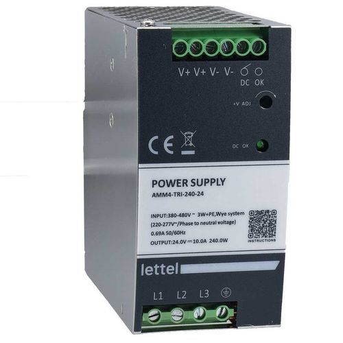 Alimentación eléctrica en riel DIN - AMM4-TRI series - Lettel - AC/DC / estabilizada / de múltiples salidas