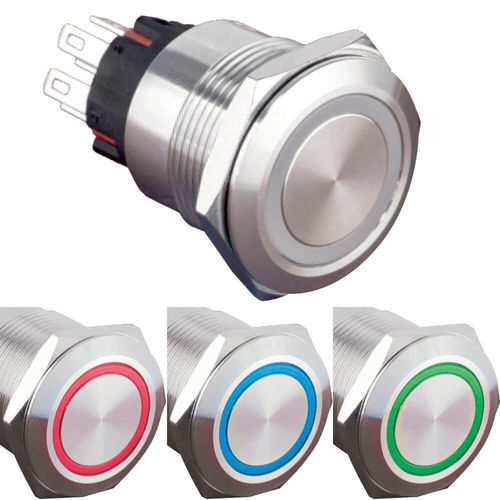 Botón pulsador IK09 - CBP22-2CM-RGB series - Lettel - IP65 / antivandalismo / 2NA/NC