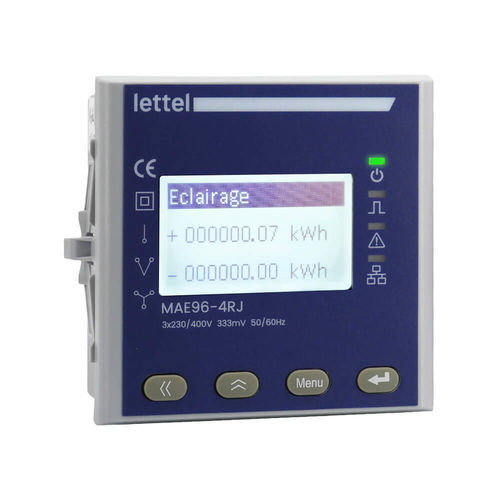 Contador de energía eléctrica trifásico - MAE96-4RJ - Lettel - monofásico / para montaje sobre panel / multifunción