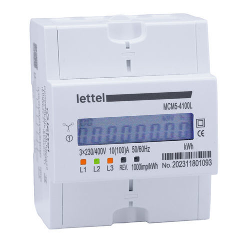 Contador de energía eléctrica trifásico - MCM5-4100L - Lettel - en riel DIN / salida de impulsos / digital