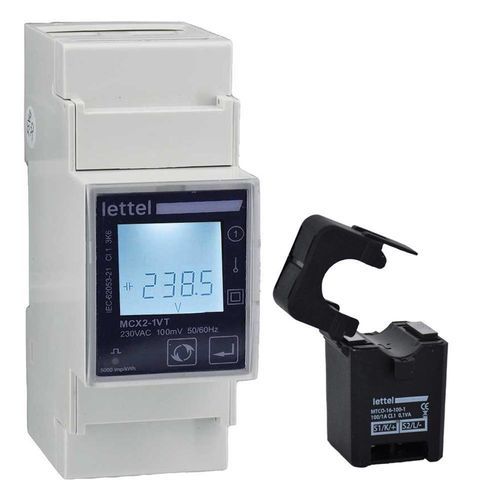 Contador de energía eléctrica monofásico - MCX2-1VT - Lettel - en riel DIN / clamp-on / salida de impulsos