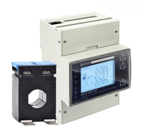 Contador de energía eléctrica trifásico - MCX4-30XCT-400V series - Lettel - en riel DIN / salida de impulsos / con comunicación integrada