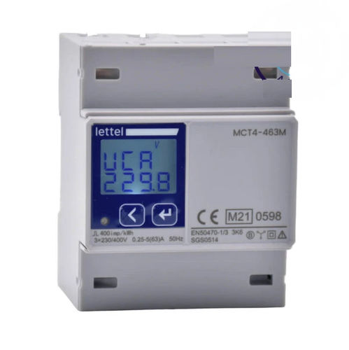 Contador de energía eléctrica trifásico - MCT4-463M - Lettel - en riel DIN / Modbus / salida de impulsos