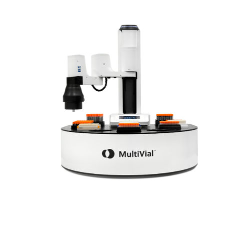 Máquina de etiquetado automática - Multivial - Labman Automation Ltd - controlada por PLC / de frascos / para la industria farmacéutica