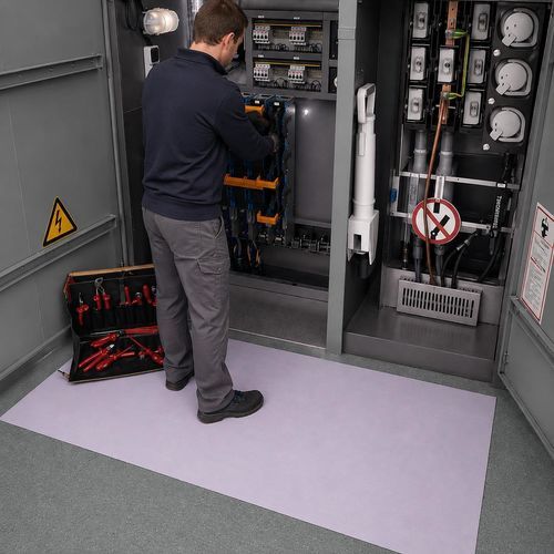 Alfombra aislante dieléctrica - E2 series - Rebourne - de protección / estriada / de caucho