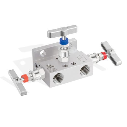 Manifold de 3 vías - Panam Valve - de acero inoxidable / para tuberías / roscado