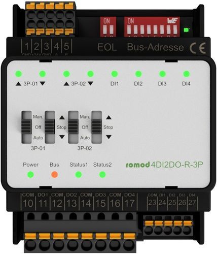 Módulo E/S digital - romod 4DI2DO-R-3P - Romutec Steuer- u. Regelsysteme GmbH - Modbus / RS-485 / Modbus RTU
