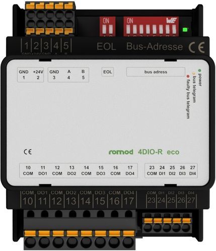 Módulo E/S digital - romod 4DIO-R eco - Romutec Steuer- u. Regelsysteme GmbH - RS485 / Modbus RTU / 4 entradas digitales