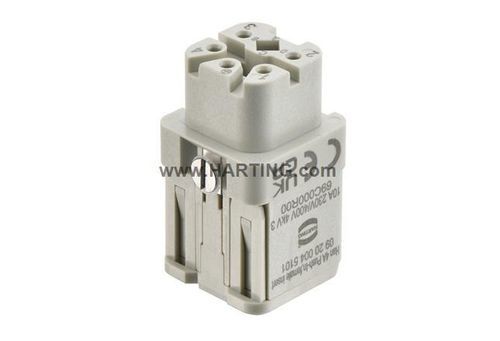 Conector de alimentación eléctrica - Han 4A - HARTING - hembra / a presión / 400 V