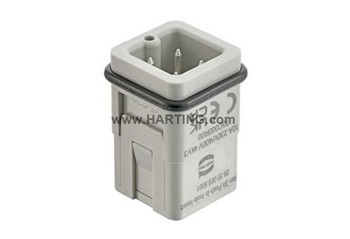 Conector de red - Han 3A - HARTING - macho / a presión / de puesta a tierra