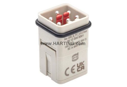 Conector de alimentación eléctrica - Han Q5/0_I_M_PIT_0.5-2.5 - HARTING - de red / macho / a presión