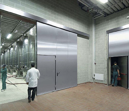 Puerta corredera - SCP/SCS - Puertas Angel Mir - de acero inoxidable / para la industria alimentaria / industrial