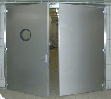 Puerta abatible - PB - Puertas Angel Mir - de acero inoxidable / para interior / industrial
