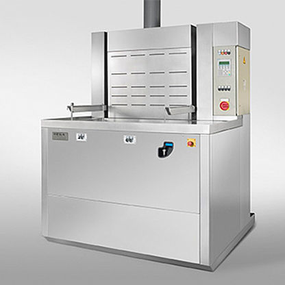Sistema de limpieza por ultrasonidos - Micro + Hega Surfaces GmbH - semiautomático / con transportador