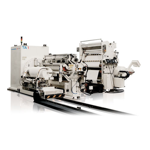 Cortadora rebobinadora automática - TA series - GOEBEL IMS - de 1 eje / para papel