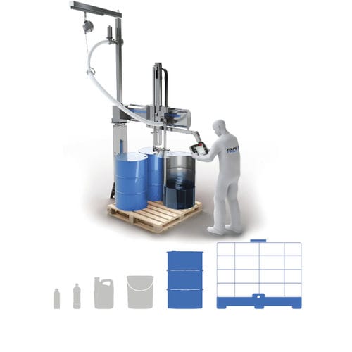 Llenadora semiautomática - FLEXEO-P - PACK'R - multicontenedor / de bidones sobre paleta / IBC