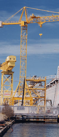 Grúa fija - Favelle Favco - tipo Level Luffing / de puerto / para astillero naval