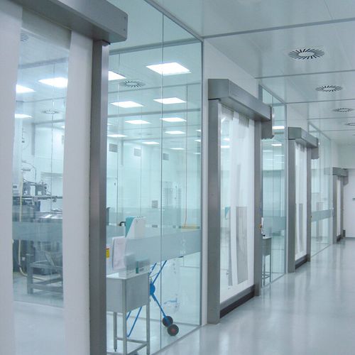 Puerta enrollable - RR300 - ASSA ABLOY Entrance Systems - de acero inoxidable / para sala blanca / rápida