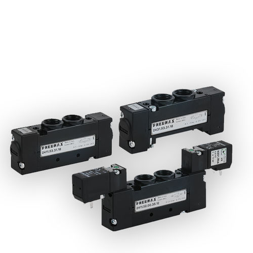 Distribuidor neumático de cajón - 24 series - PNEUMAX - accionado por solenoide / de 5 vías / de aluminio