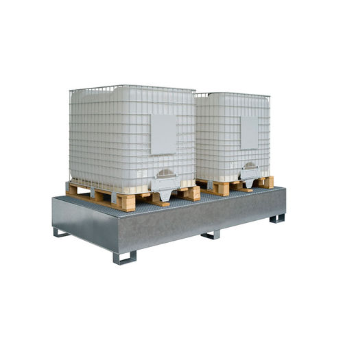 Paleta de retención para contenedor IBC - TC 2 - Saebu Morsbach GmbH - de 4 bidones / de metal / con rejilla galvanizada