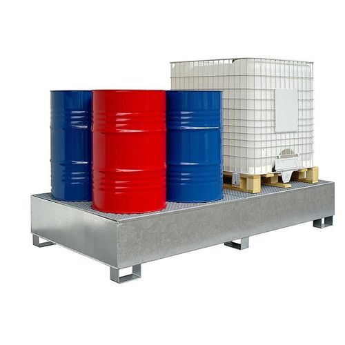 Paleta de retención para contenedor IBC - TC 3 - Saebu Morsbach GmbH - de 4 bidones / de metal / con rejilla galvanizada