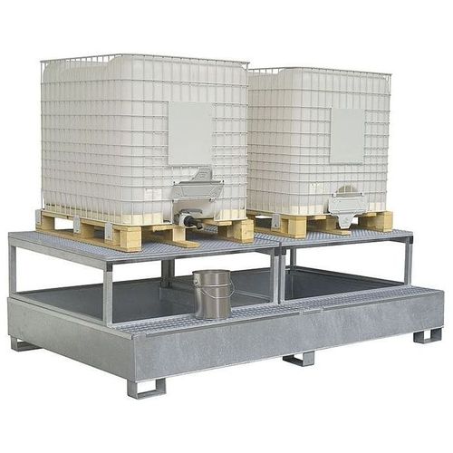 Paleta de retención para contenedor IBC - TCB 2 - Saebu Morsbach GmbH - de metal / con rejilla galvanizada